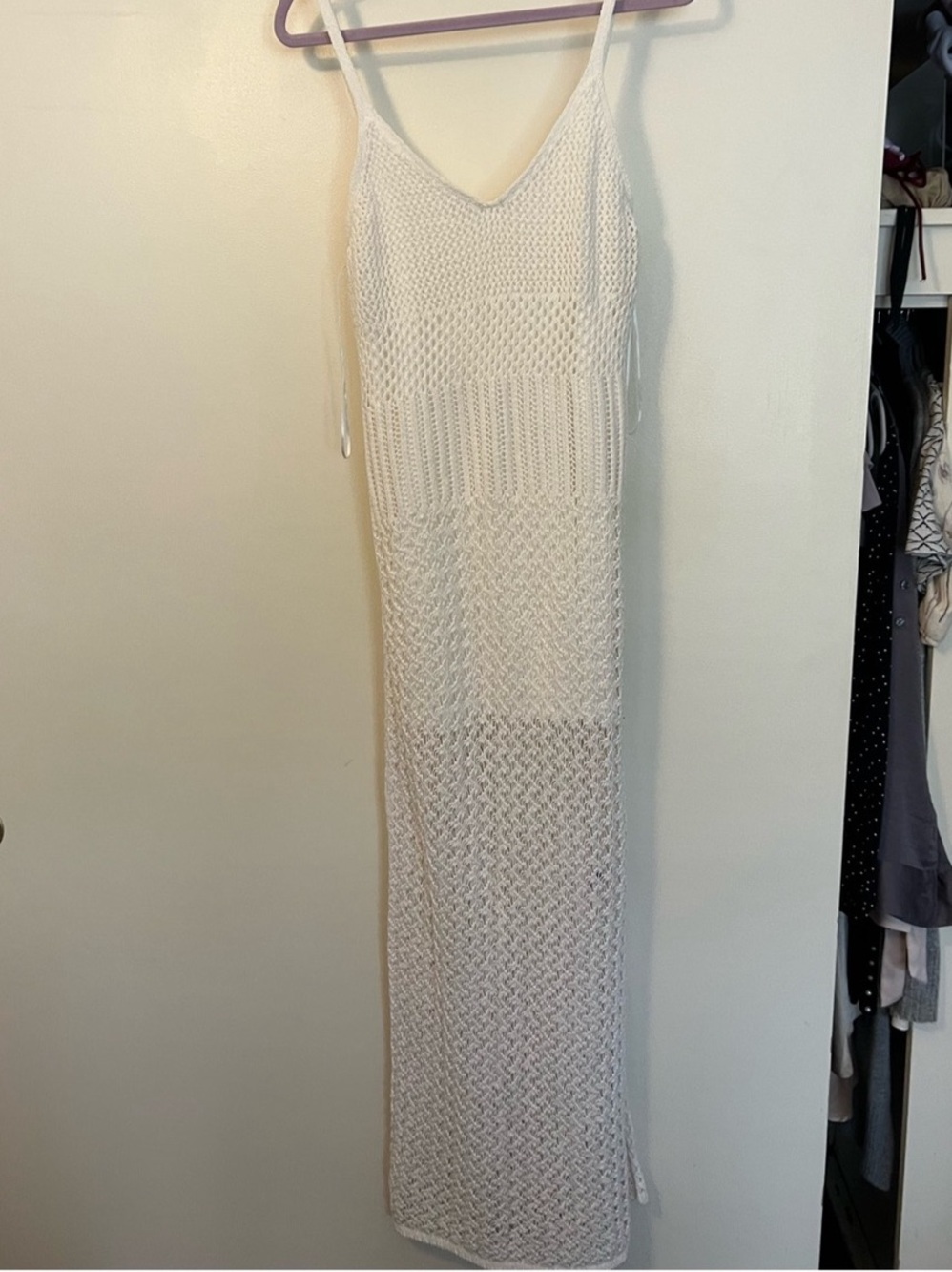 Stradivarius Crochet Midi Dress Maxi Dress White Size Medium